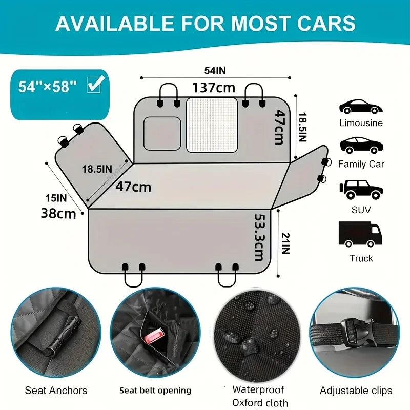 Transform Your Car with the Ultimate Waterproof and Scratch-Resistant Dog Hammock Seat Cover!
