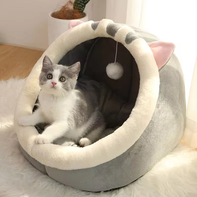Cozy Cartoon Cat Bed - Foldable, Washable & Removable Sleeping Mat for Small Dogs and Cats